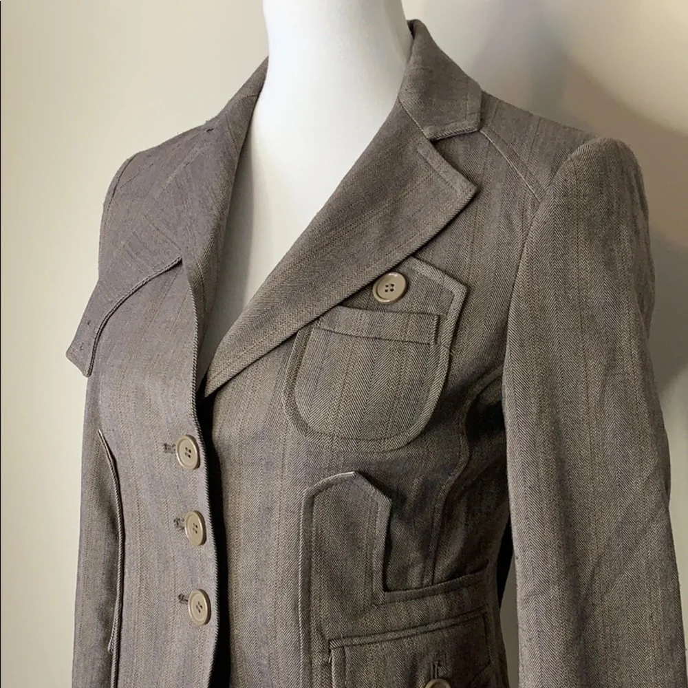 BCBGMAXAZRIA Tan Herringbone Short Jacket XS - Picture 2 of 6